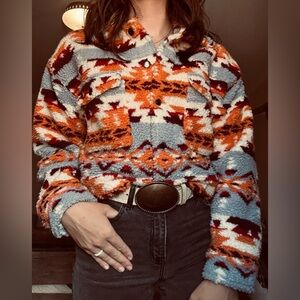 Forever 21 southwestern print teddy jacket